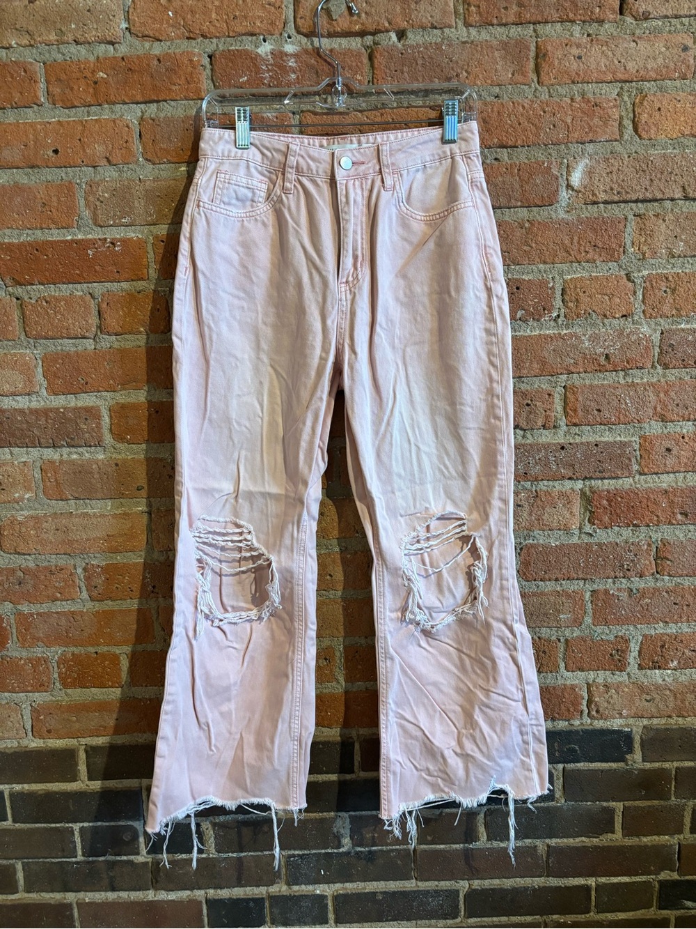 Altar'd State Light Pink Distressed Wide-Leg Jeans